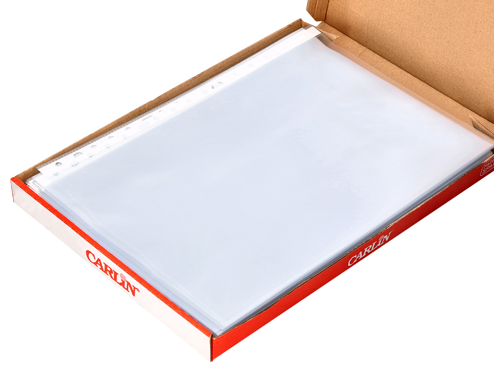 FUNDA MULTITALADRO CARLIN POLIPROPILENO FOLIO STANDARD 16 TALADROS CAJA DE 100 UNIDADES