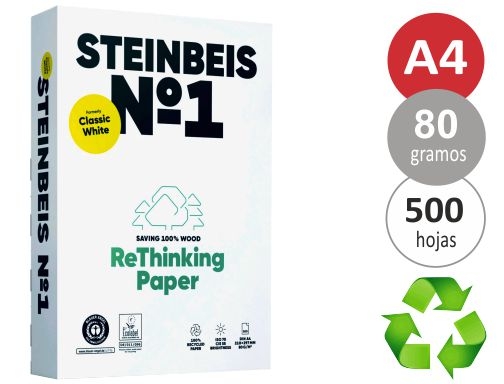 PAPEL STEINBEIS RECICLADO NUMERO 1 A4 80 GRS. (141688)
