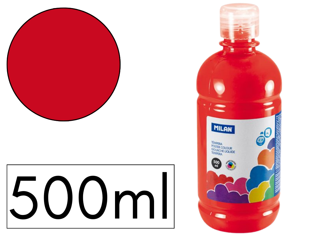 TEMPERA LIQUIDA MILAN ESCOLAR 500 ML ROJO