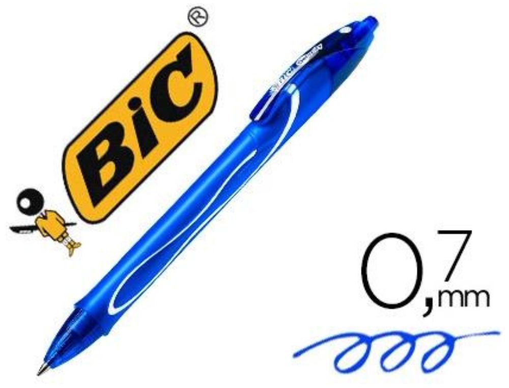 BOLIGRAFO BIC GELOCITY QUICK DRY RETRACTIL TINTA GEL AZUL PUNTA DE 0,7 MM