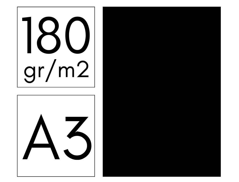 CARTULINA FABRISA DIN A3 180 G/M2 NEGRA PAQUETE DE 50 HOJAS