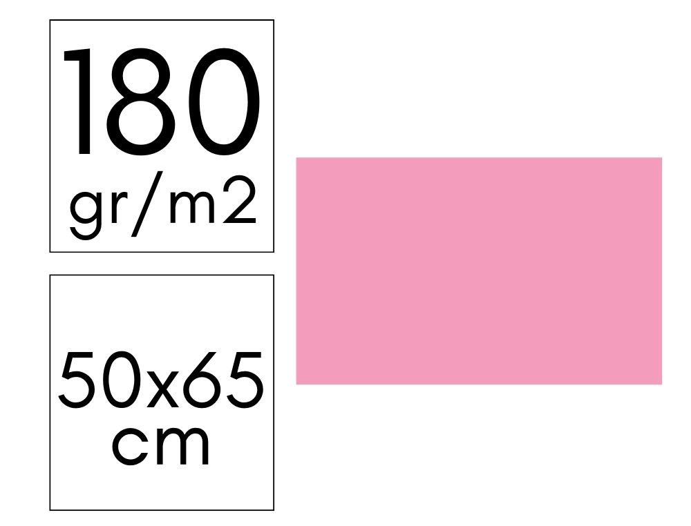 CARTULINA 180GR 50X65 PAQ. 10 HOJAS ROSA