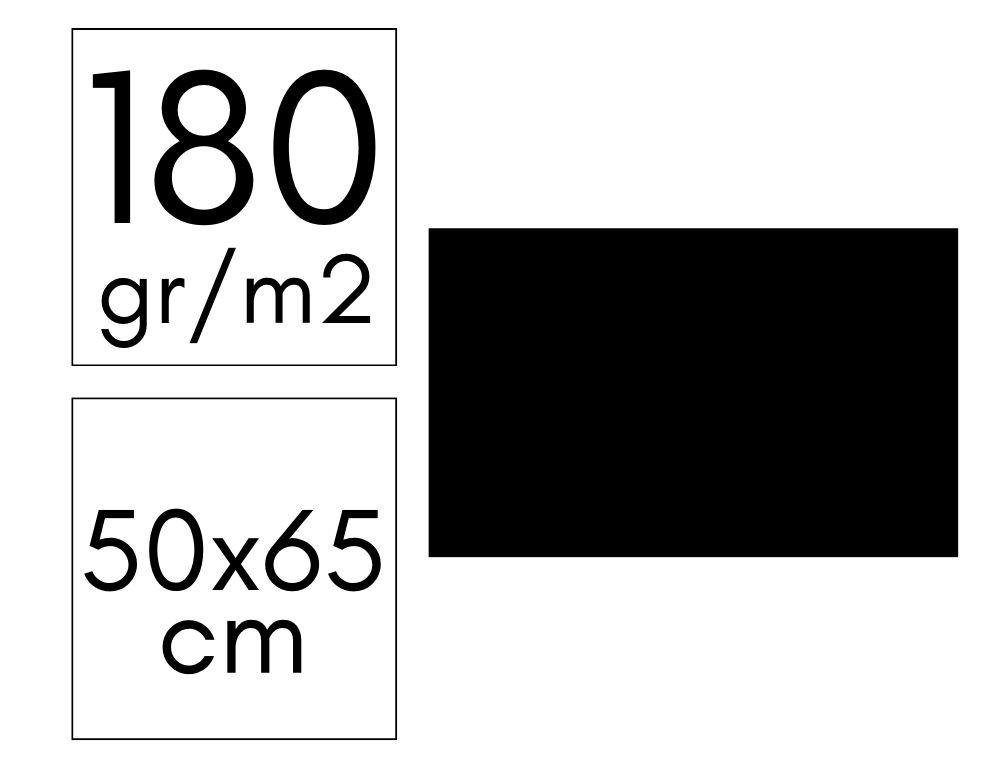 CARTULINA 180GR 50X65 PAQ. 10 HOJAS NEGRO