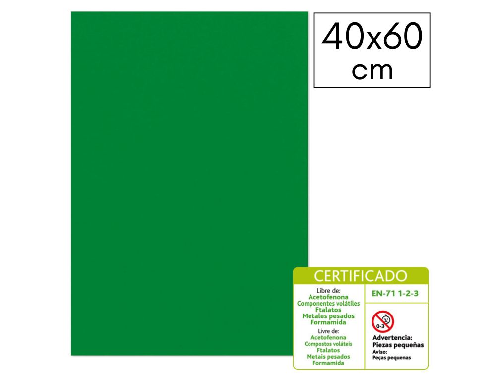LMINA GOMA EVA LISA 40 X 60 CM 2 MM VERDE OSCURO