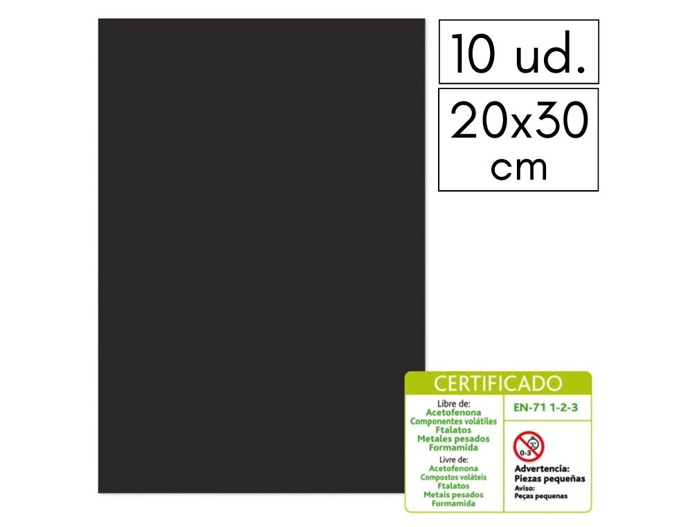LMINA GOMA EVA LISA 20 X 30 CM 2 MM NEGRO