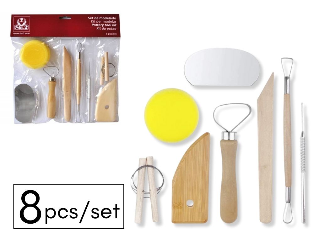 ACCESORIOS PARA MODELAR ARCILLA SIO-2 SET DE 8 PIEZAS