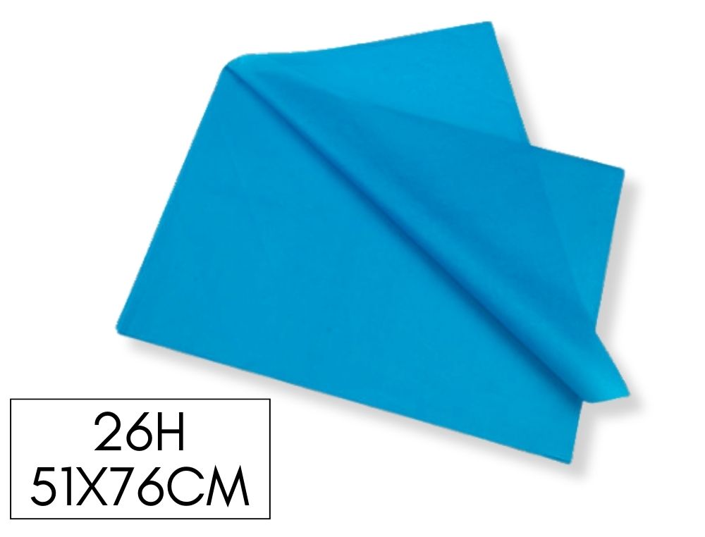 PACK DE 26H PAPEL SEDA COLOR AZUL TURQUESA