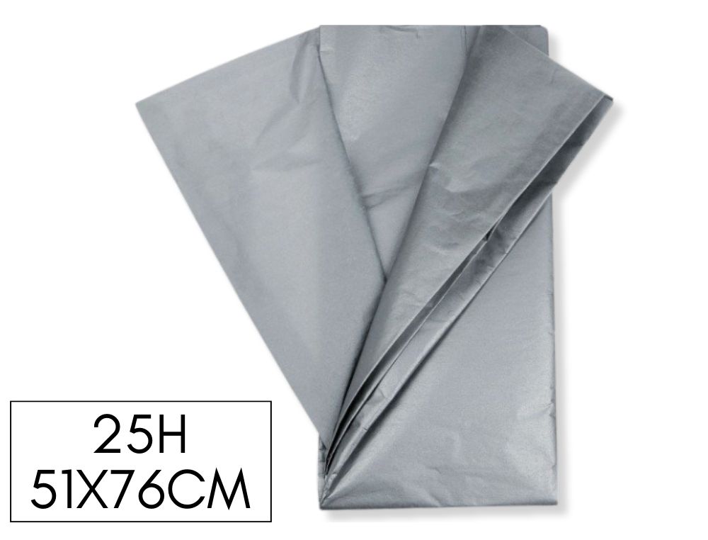 PACK DE 25H PAPEL SEDA COLOR PLATA