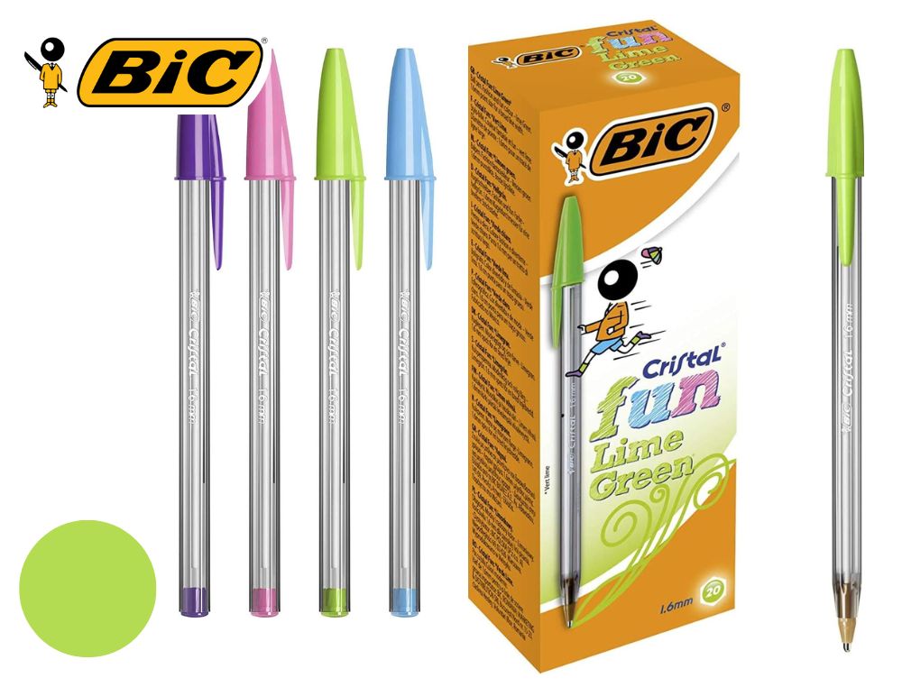 BOLIGRAFO BIC CRISTAL FUN COLOR VERDE 1.6