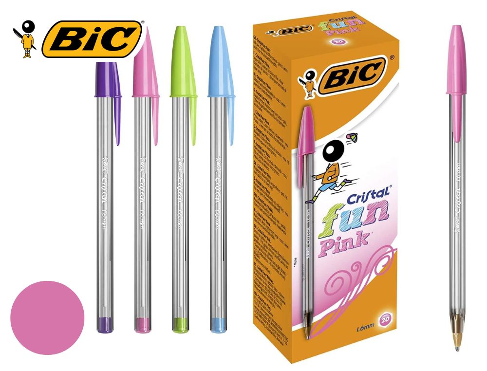 BOLIGRAFO BIC CRISTAL FUN COLOR ROSA  1.6 
