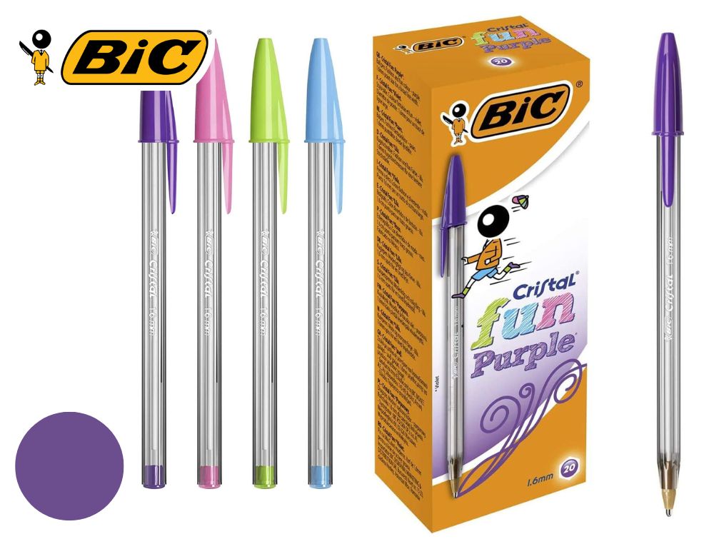 BOLIGRAFO BIC CRISTAL FUN COLOR LILA 1.6