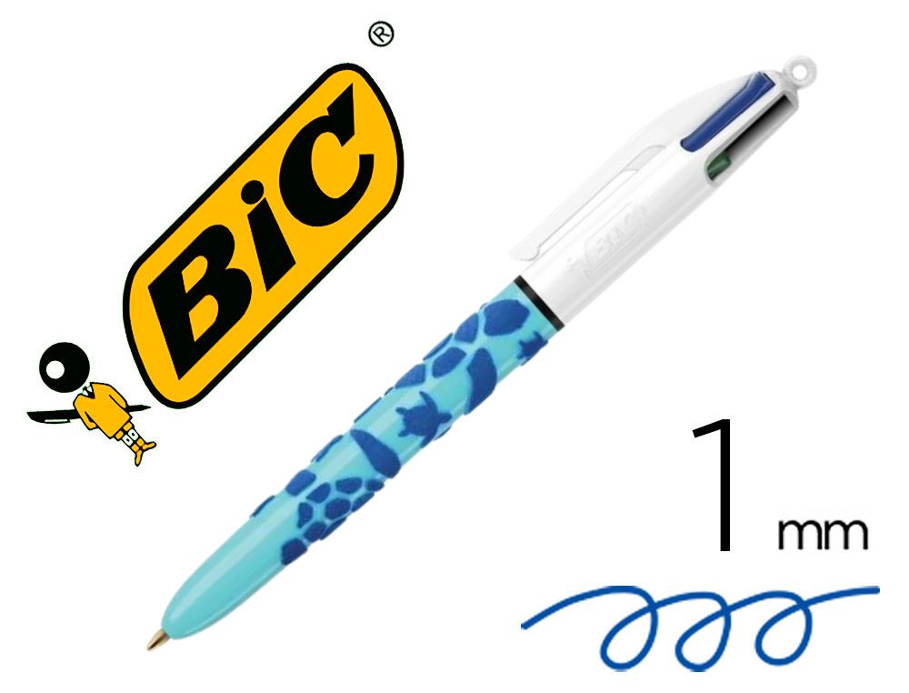 BOLGRAFO BIC 4 COLORES VELVET AZUL CON TORTUGAS