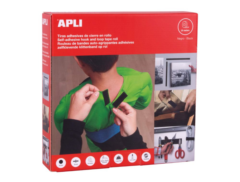 VELCRO ADHESIVO DE 2CM X 25MT. COLOR NEGRO