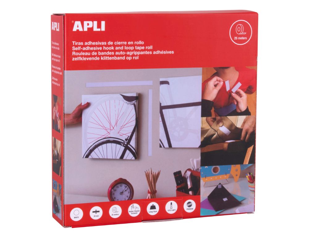 VELCRO ADHESIVO DE APLI 2CM X 25MT. COLOR BLANCO