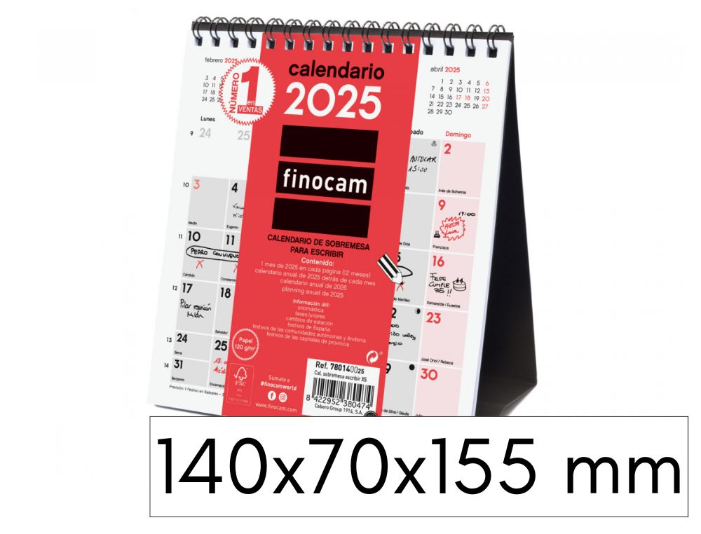 CALENDARIO SOBREMESA FINOCAM 2025 XS 