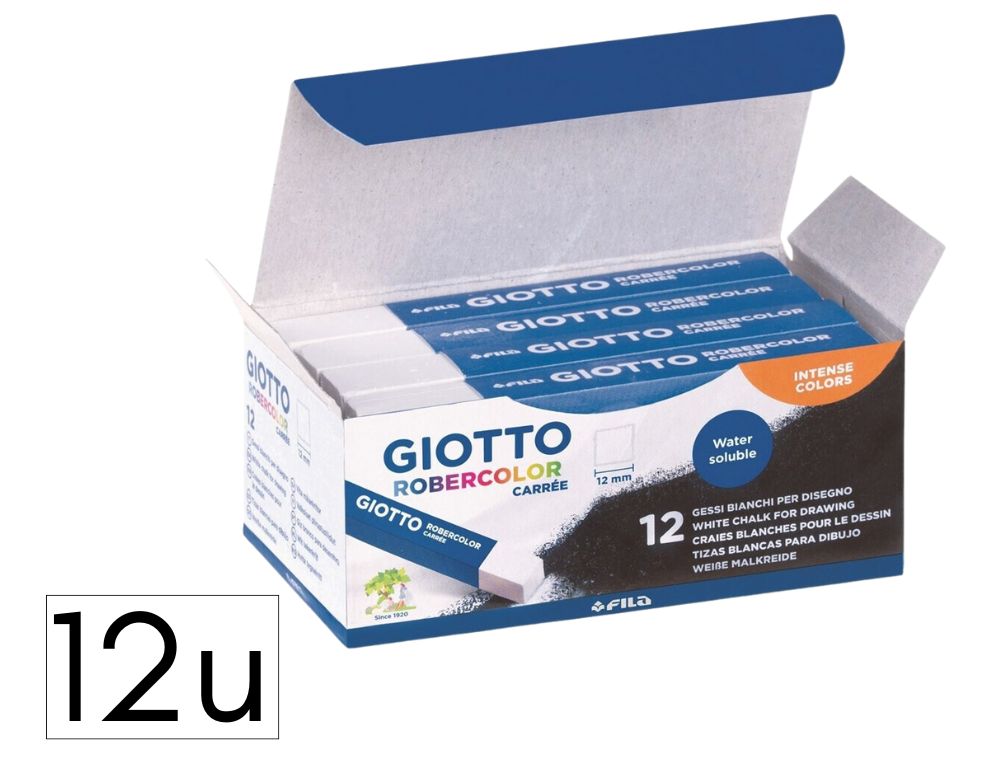 CAJA 12 TIZAS CUADRADAS BLANCAS GIOTTO ROBERCOLOR