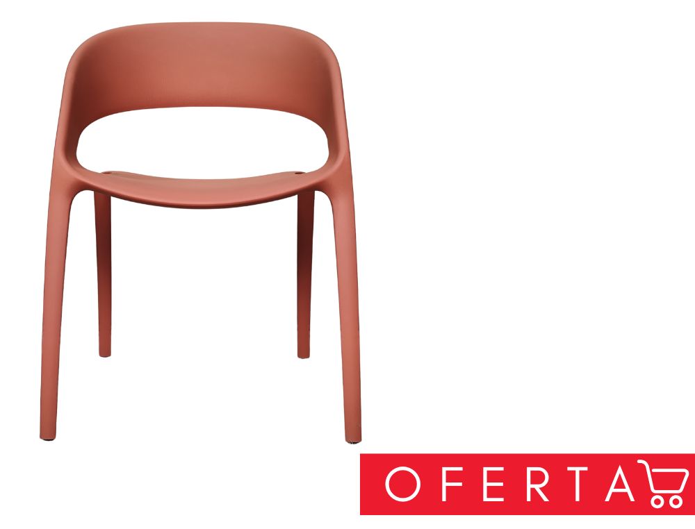 SILLA MODELO BEE ACABADO DE POLIPROPILENO CON FIBRA DE VIDRIO UNA PIEZA COLOR CORAL