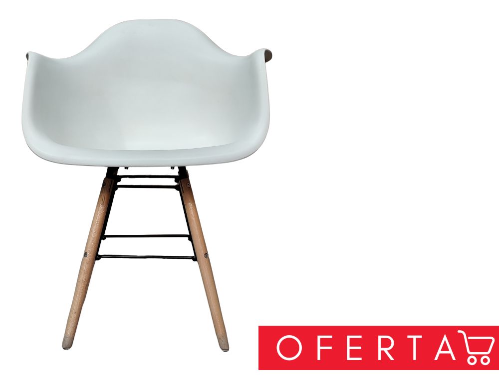 SILLA RIGA FIJA BLANCA CON 4 PATAS DE METAL Y MADERA, CARCASA BLANCA