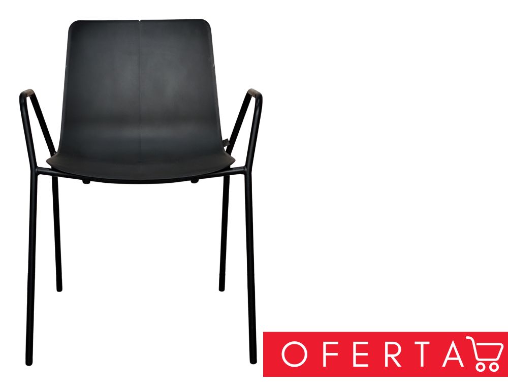SILLA AITANA CARCASA POLIPROPILENO BASE COLOR NEGRO CUATRO PATAS CON BRAZOS