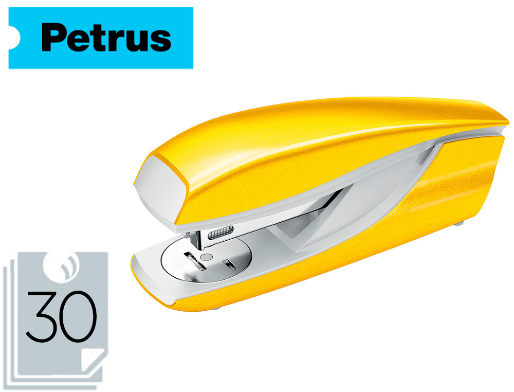 GRAPADORA PETRUS 635 WOW AMARILLA METALIZADA CAPACIDAD 30 HOJAS