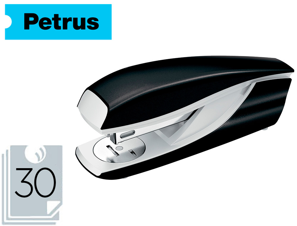 GRAPADORA PETRUS 635 WOW NEGRA METALIZADA CAPACIDAD 30 HOJAS