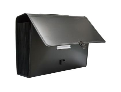 MALETIN CLASIFICADOR OFFICE BOX POLIPROPILENO CON ASA 36 SEPARADORES NEGRO