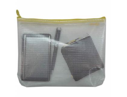 BOLSA MULTIUSOS OFFICE BOX MALLA DIN A5 CON CREMALLERA AMARILLO 200X250 MM