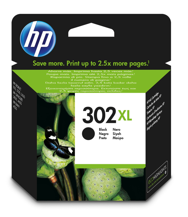  Ink-jet hp 302xl deskjet 1110 / 2130 / 3630 officejet 3830 / 4650 envy 4520 negro 480 pag