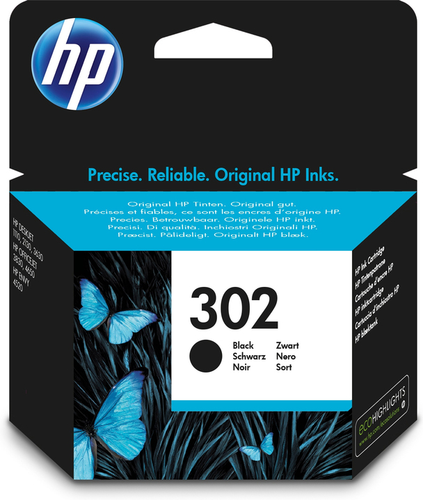  Ink-jet hp 302 deskjet 1110 / 2130 / 3630 officejet 3830 / 4650 envy 4520 negro 190 pag