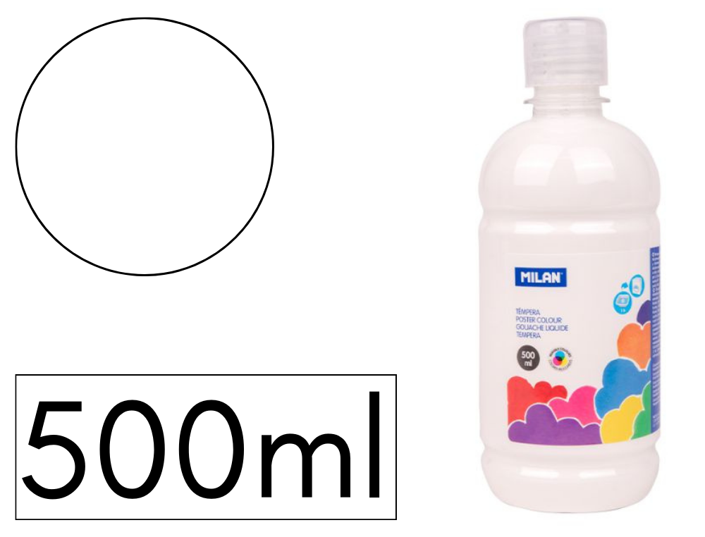 TEMPERA LIQUIDA MILAN ESCOLAR 500 ML BLANCA