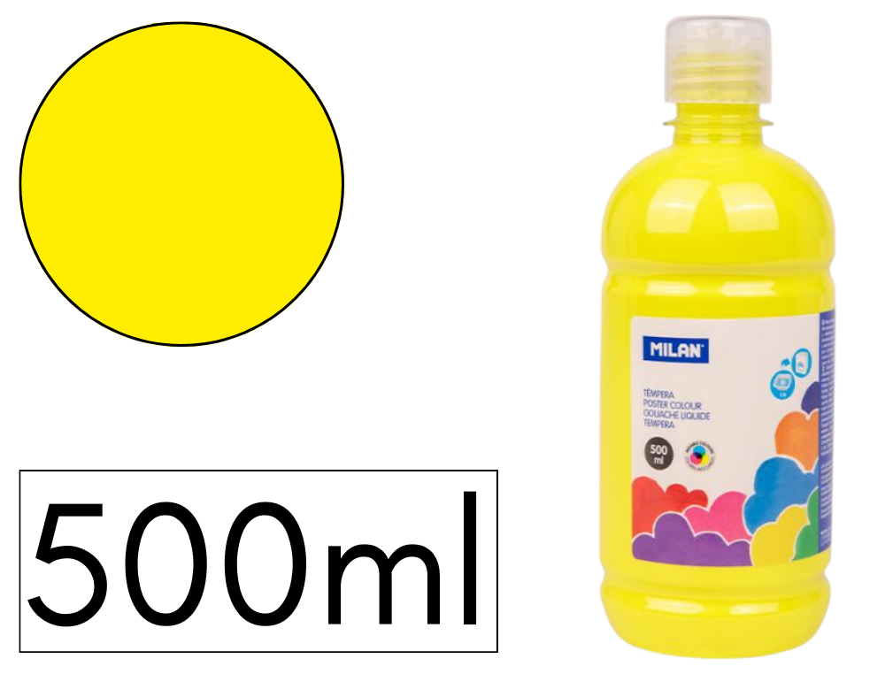 TEMPERA LIQUIDA MILAN ESCOLAR 500 ML AMARILLO CLARO
