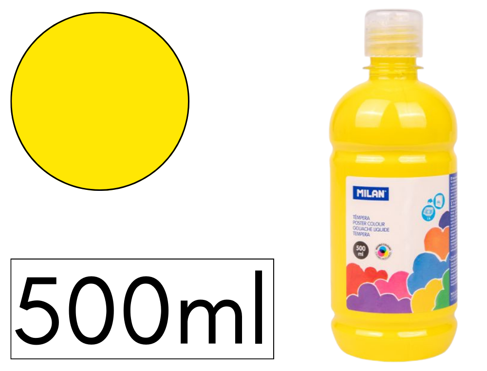 TEMPERA LIQUIDA MILAN ESCOLAR 500 ML AMARILLO