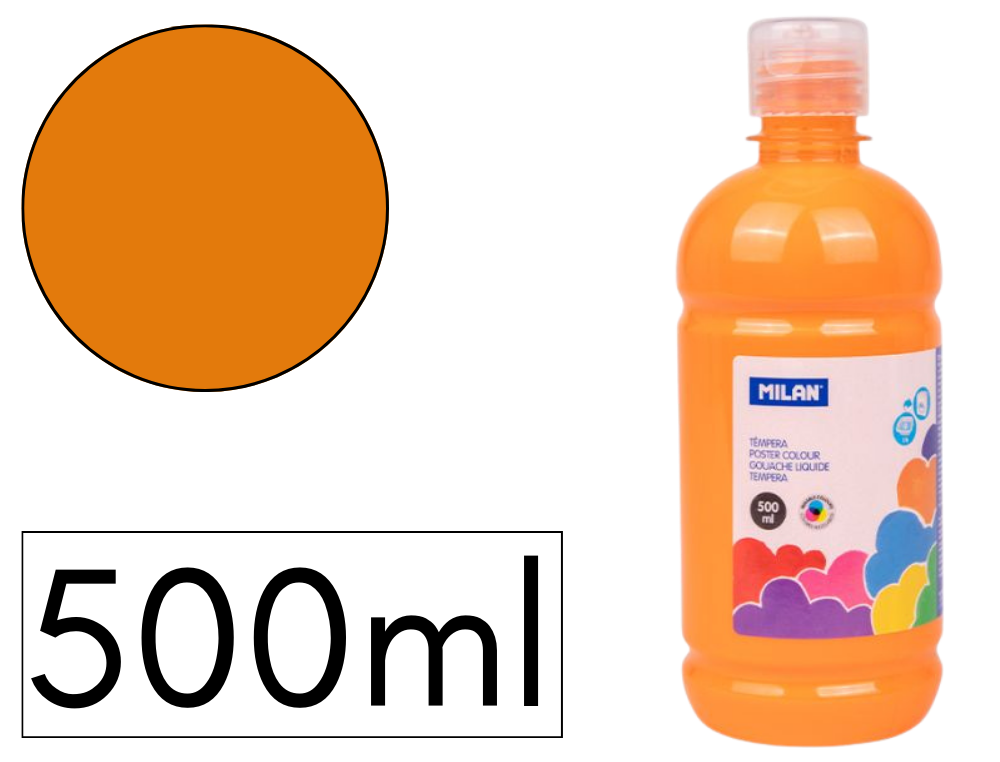 TEMPERA LIQUIDA MILAN ESCOLAR 500 ML NARANJA