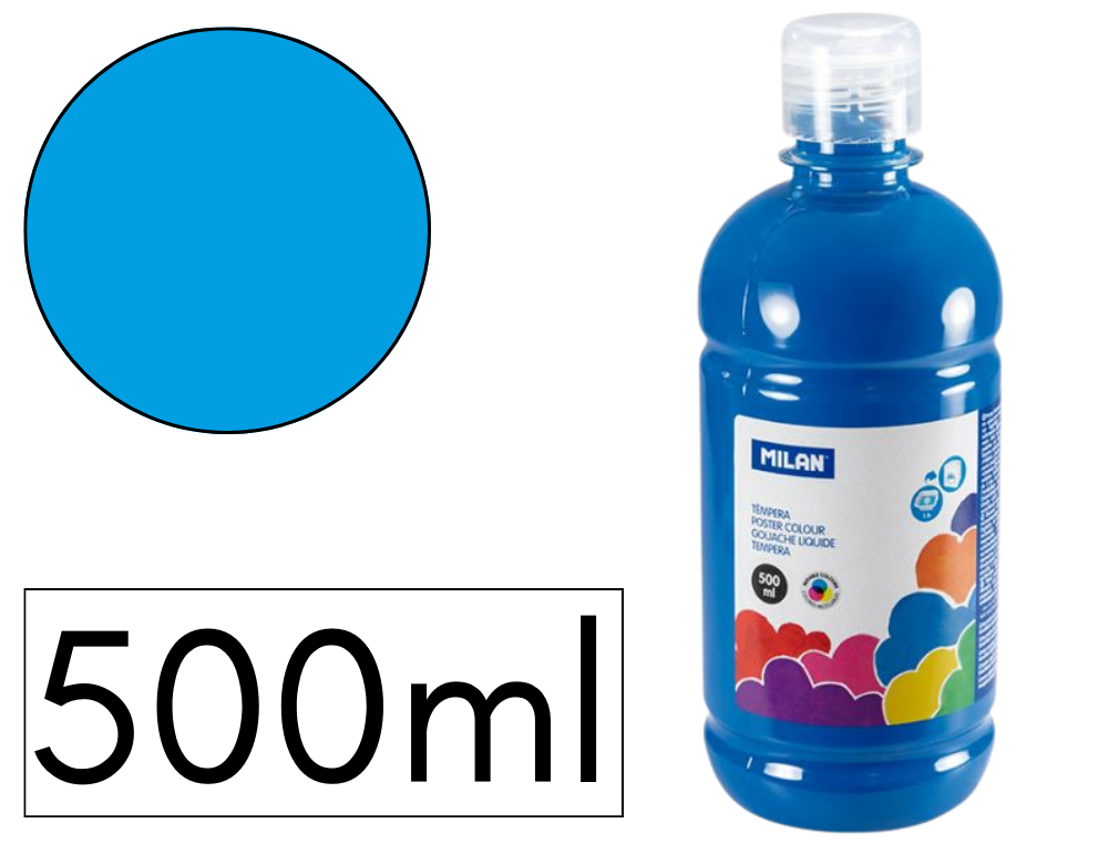 TEMPERA LIQUIDA MILAN ESCOLAR 500 ML CYAN