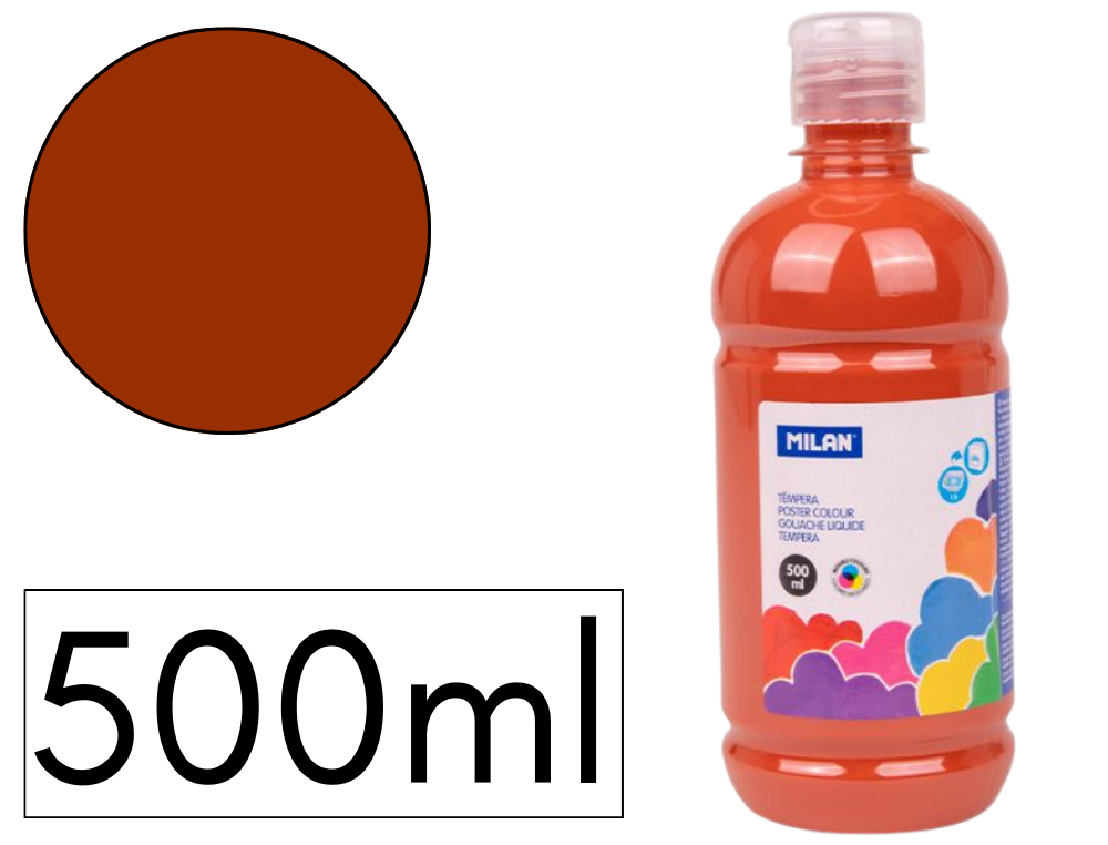 TEMPERA LIQUIDA MILAN ESCOLAR 500 ML MARRON