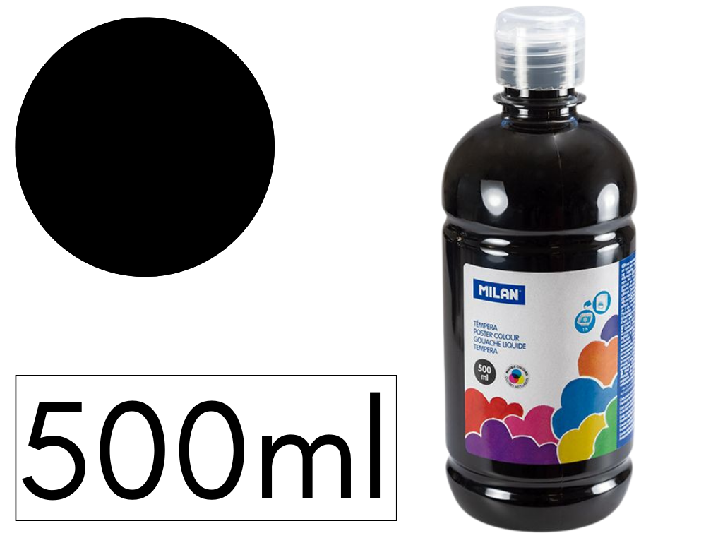 TEMPERA LIQUIDA MILAN ESCOLAR 500 ML NEGRA