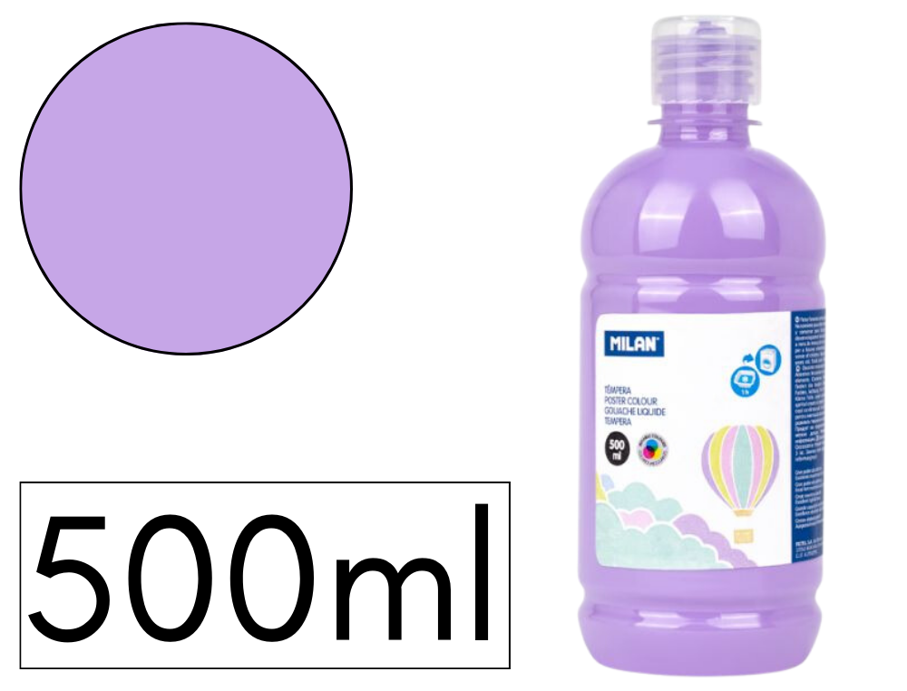 TEMPERA LIQUIDA MILAN ESCOLAR 500 ML LILA PASTEL