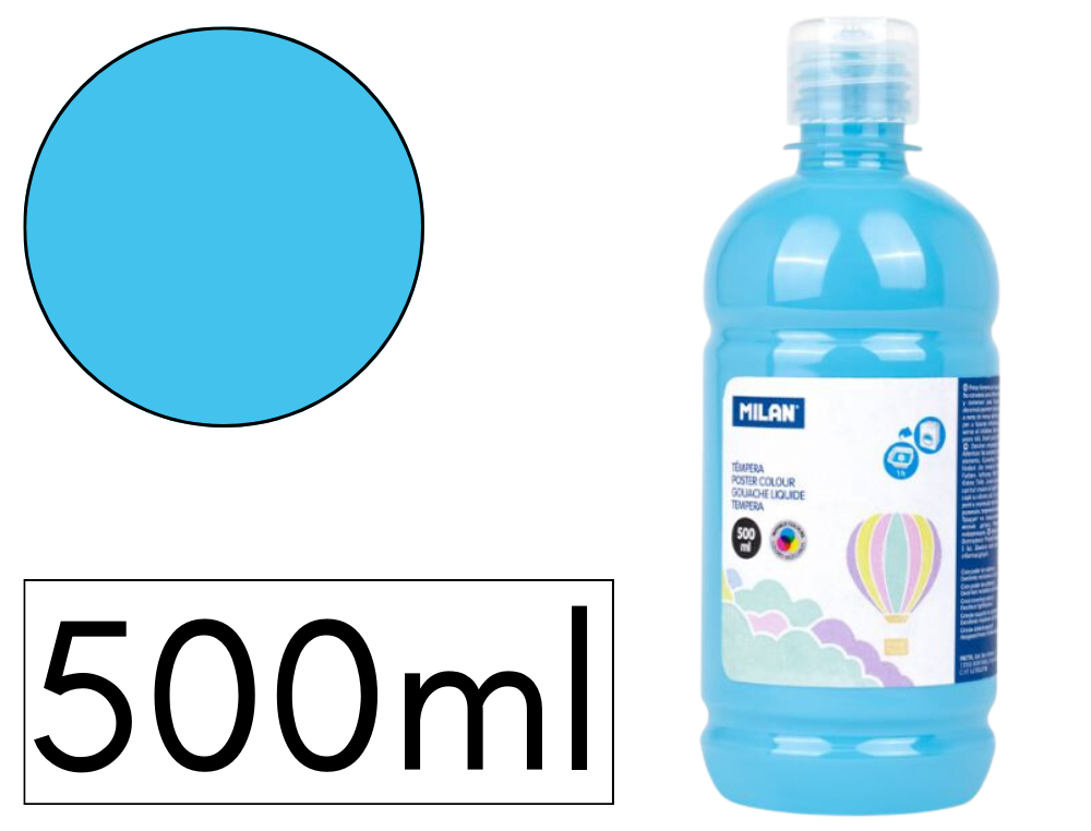TEMPERA LIQUIDA MILAN ESCOLAR 500 ML AZUL PASTEL