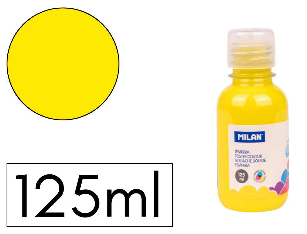 TEMPERA LIQUIDA MILAN ESCOLAR 125 ML AMARILLO
