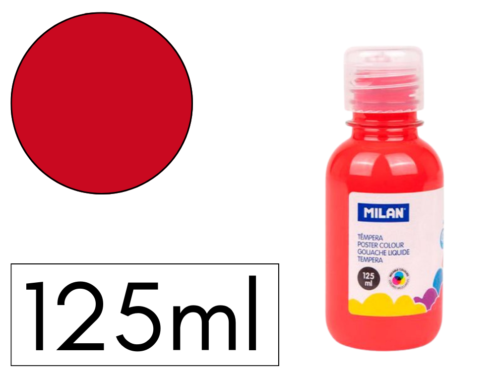 TEMPERA LIQUIDA MILAN ESCOLAR 125ML BERMELLON