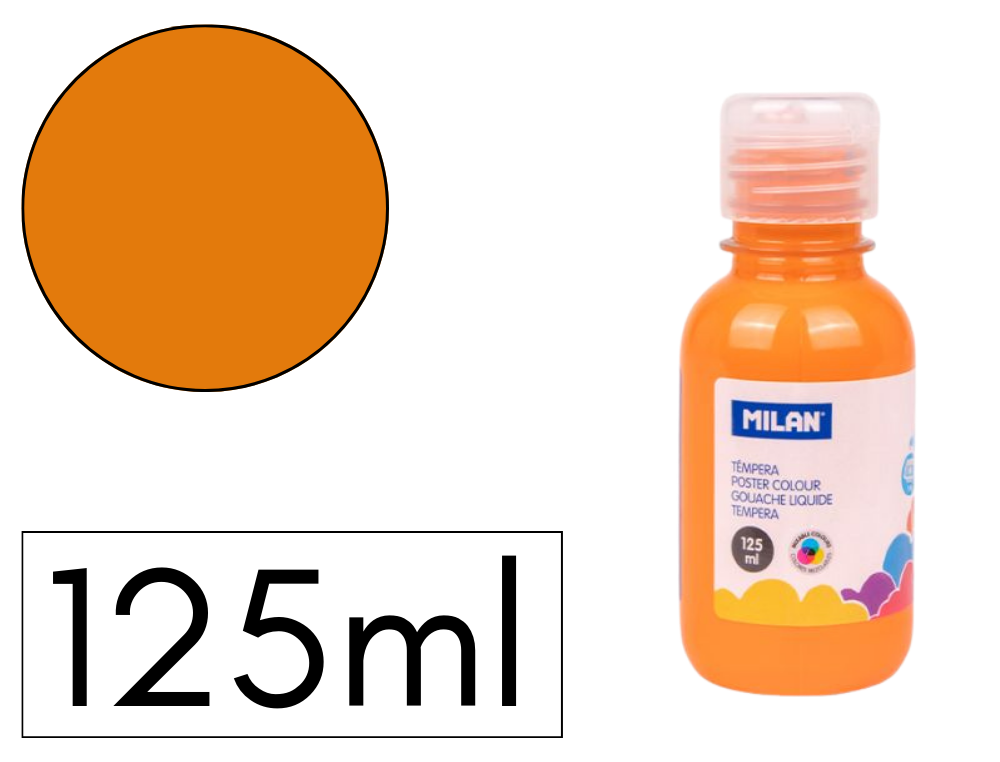 TEMPERA LIQUIDA MILAN ESCOLAR 125ML NARANJA