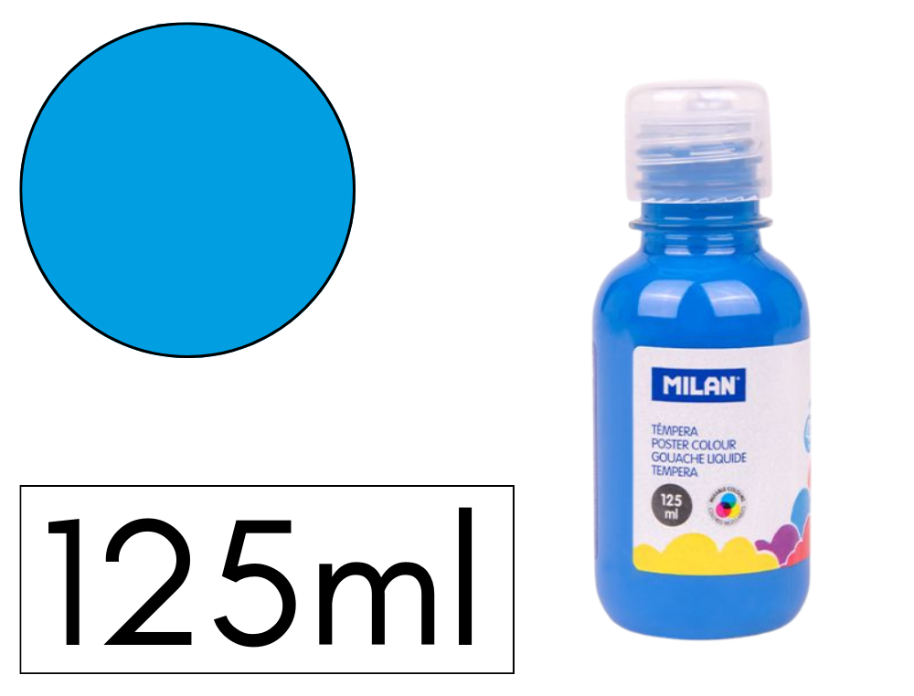 TEMPERA LIQUIDA MILAN ESCOLAR 125 ML CYAN