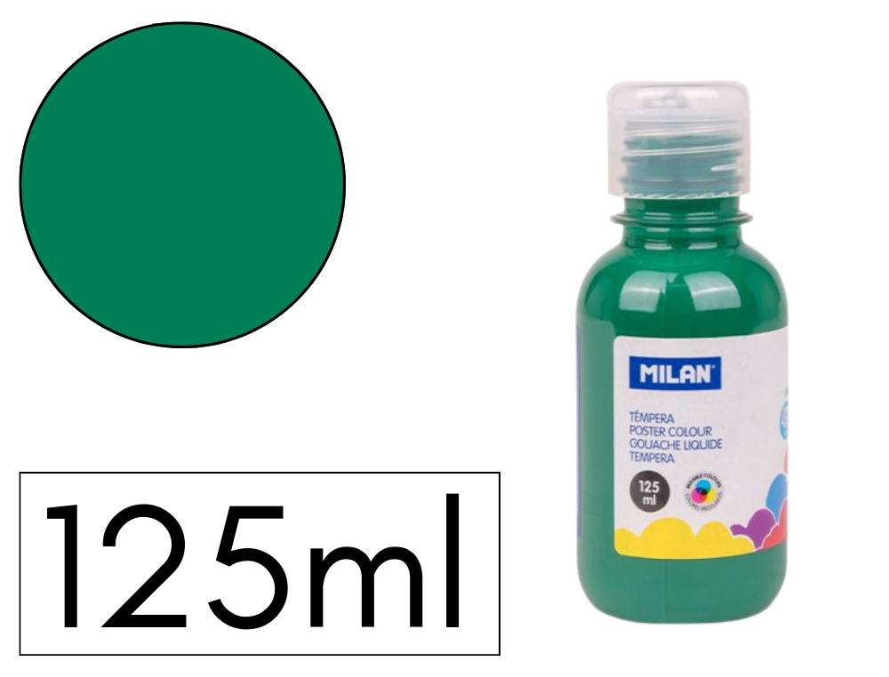 TEMPERA LIQUIDA MILAN ESCOLAR 125 ML VERDE OSCURO