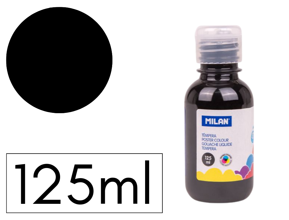 TEMPERA LIQUIDA MILAN ESCOLAR 125 ML NEGRO