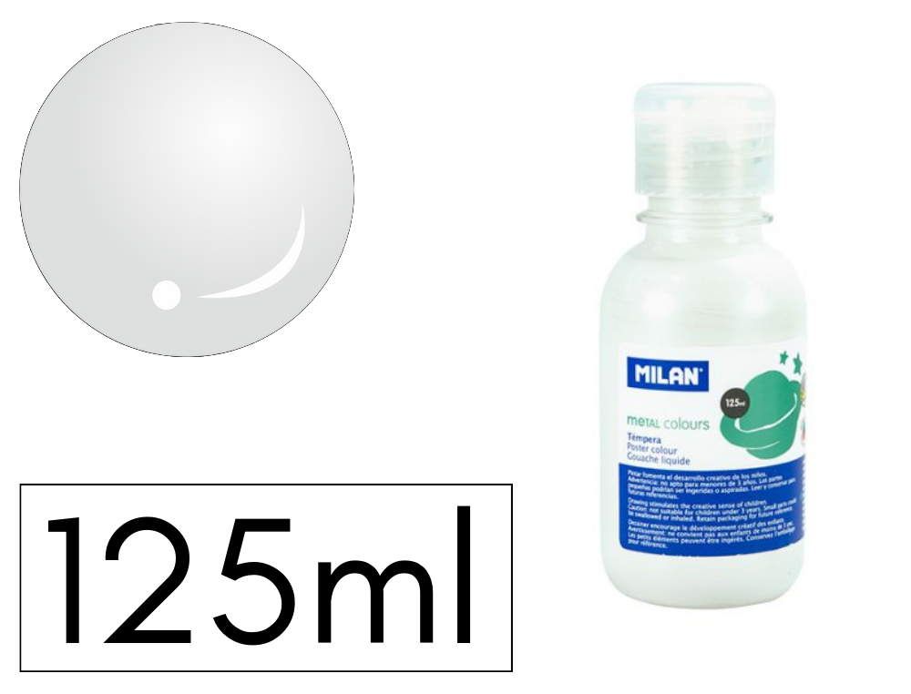 TEMPERA LIQUIDA MILAN ESCOLAR 125 ML BLANCO METALIZADO