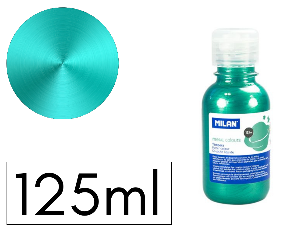 TEMPERA LIQUIDA MILAN ESCOLAR 125 ML VERDE METALIZADO
