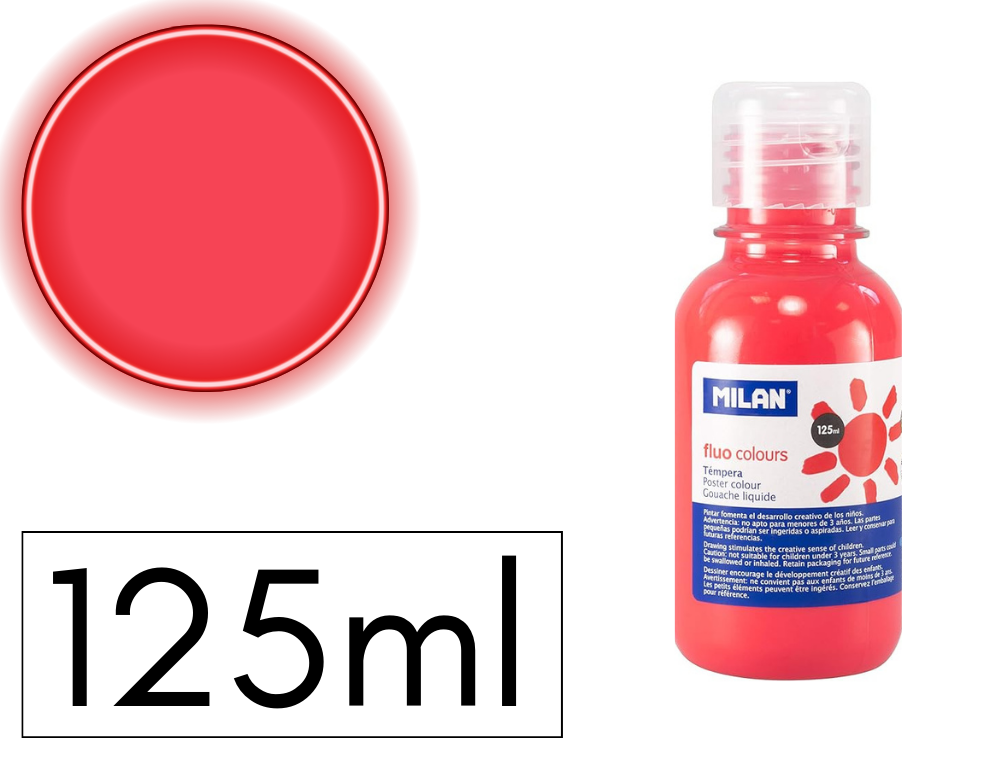 TEMPERA LIQUIDA MILAN ESCOLAR 125 ML ROJO FLUO