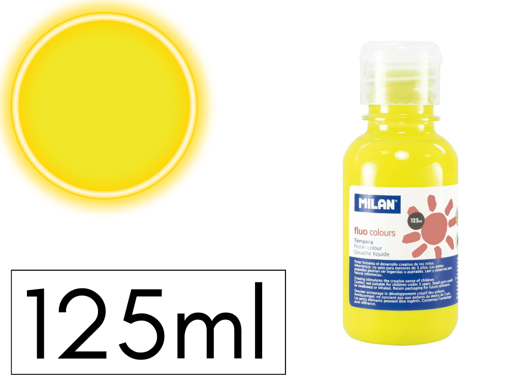 TEMPERA LIQUIDA MILAN ESCOLAR 125 ML AMARILLO FLUO