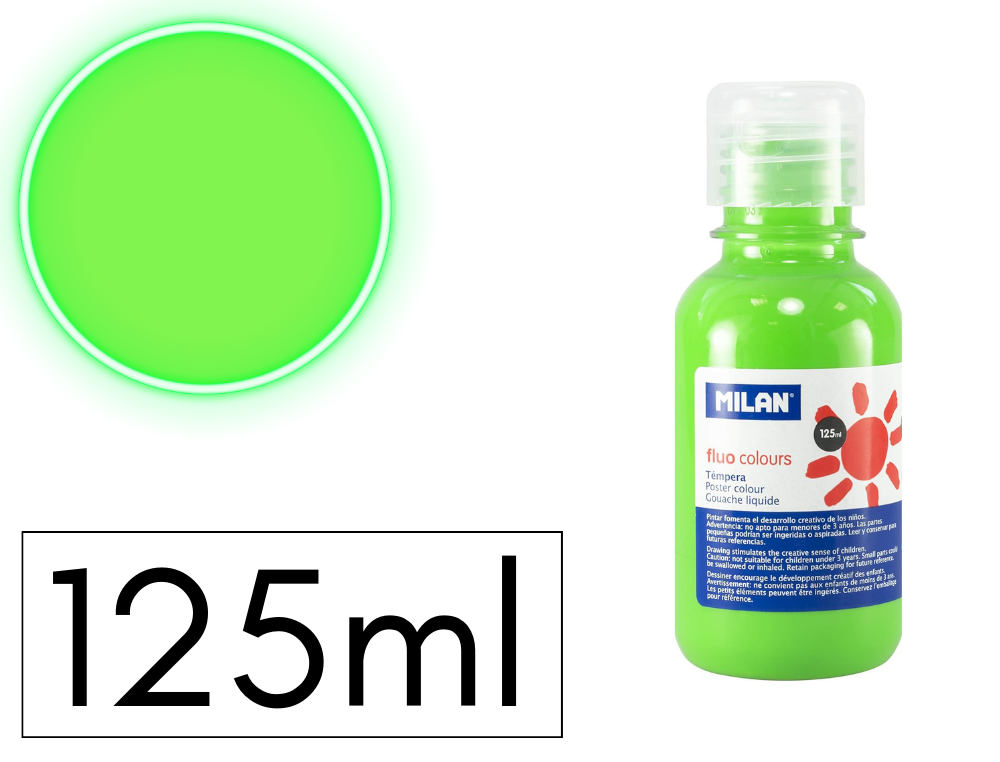 TEMPERA LIQUIDA MILAN ESCOLAR 125 ML VERDE FLUO