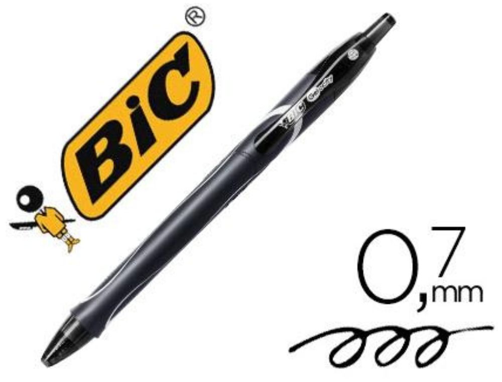 BOLIGRAFO BIC GELOCITY QUICK DRY RETRACTIL TINTA GEL NEGRO PUNTA DE 0,7 MM